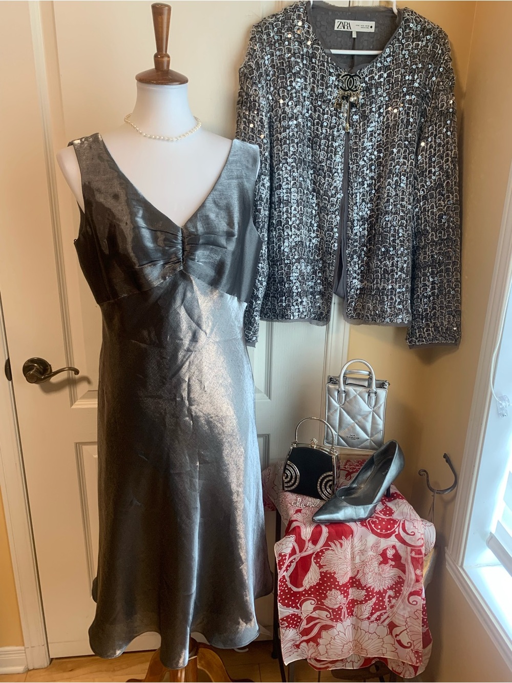 Vintage Silver shimmer Dress by Oblique
